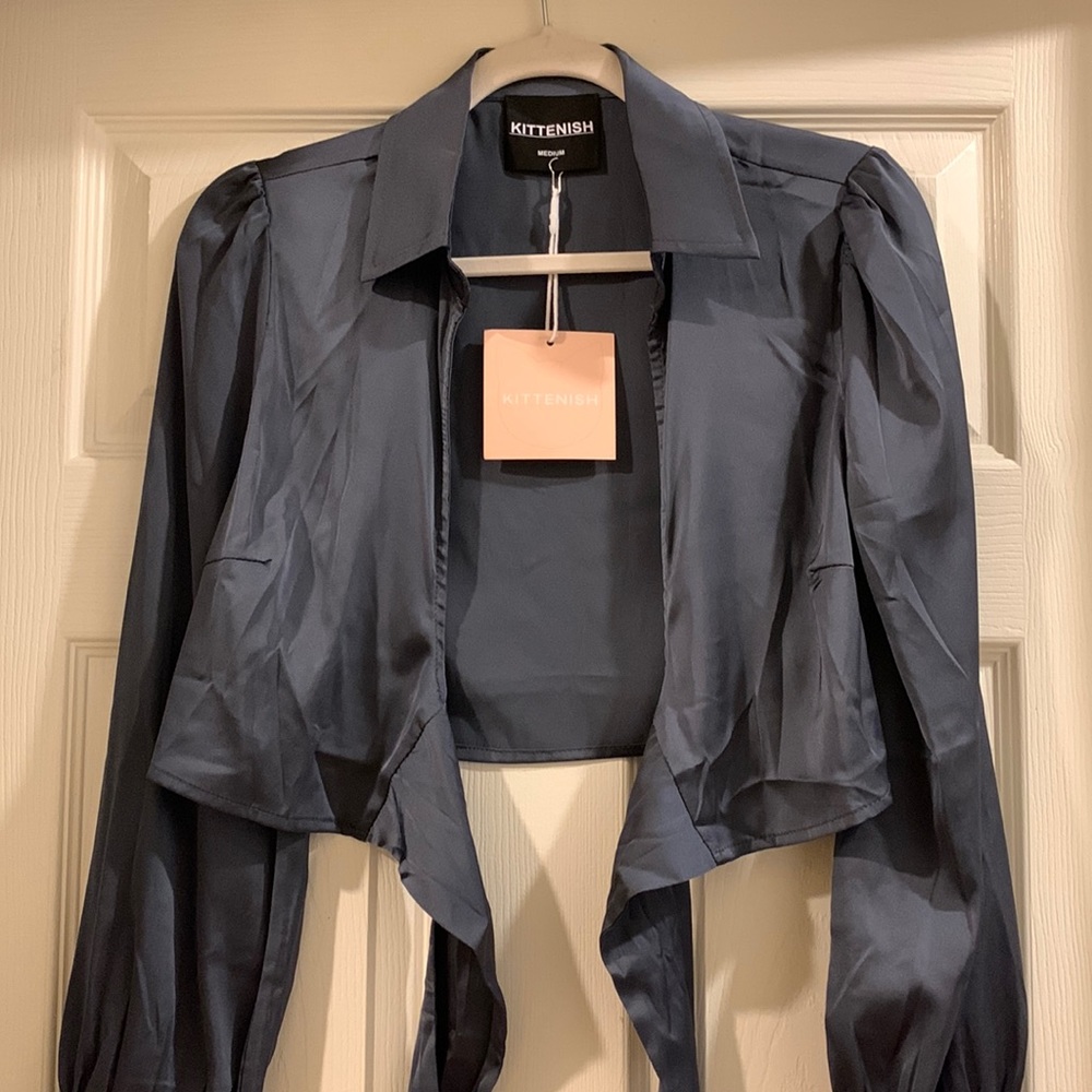 Kittenish Satin Tie Top